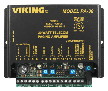 Viking 30 Watt Paging Amplifier w/ Loud Ringing PA-30